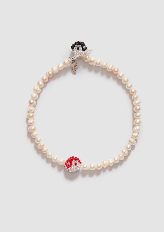 Pearl Silver Yin Yang Anklet