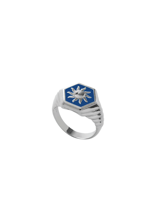 Navy Sunlight Ring Silver