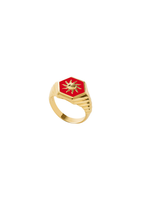 Red Sunlight Ring Gold