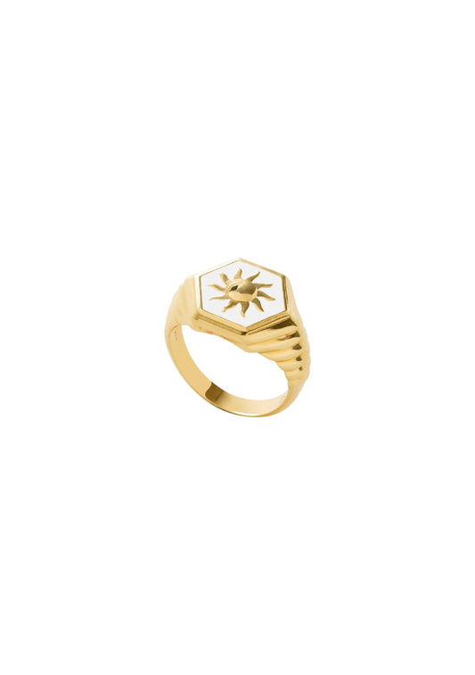 White Sunlight Ring Gold