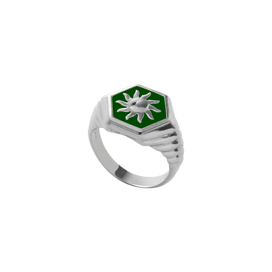 Green Sunlight Ring Silver