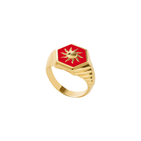 Red Sunlight Ring Gold