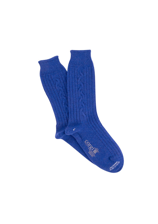 Corgi Women's Cobalt Cable Cashmere Socks