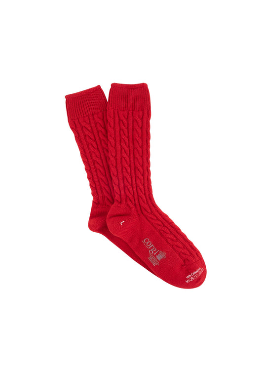 Corgi Women's Fuschia Cable Cashmere Socks