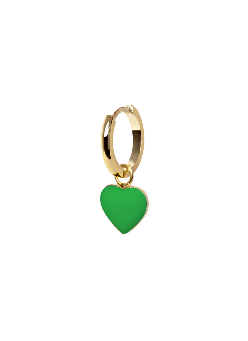 Gold Green Heart Earring