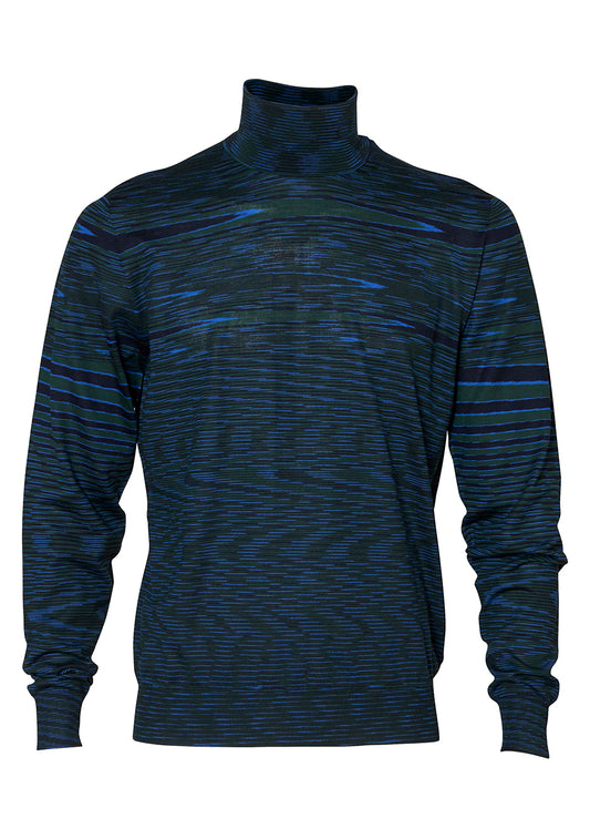 Spaced-dye roll-neck sweater