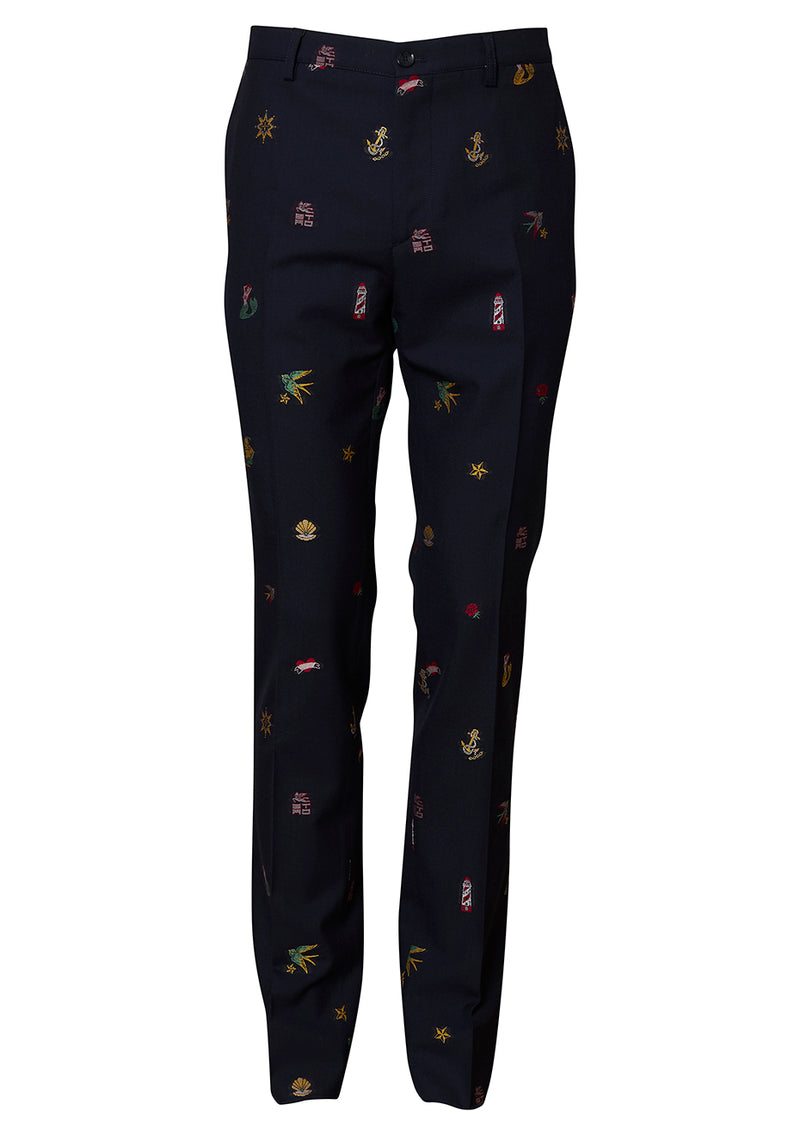 Embroidered Straight-leg Trouser