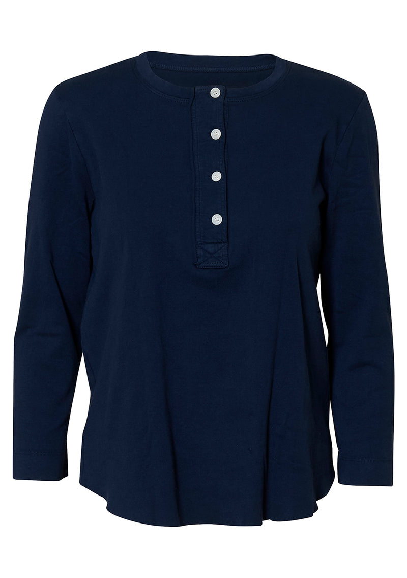 Navy Blue Henley Blouse