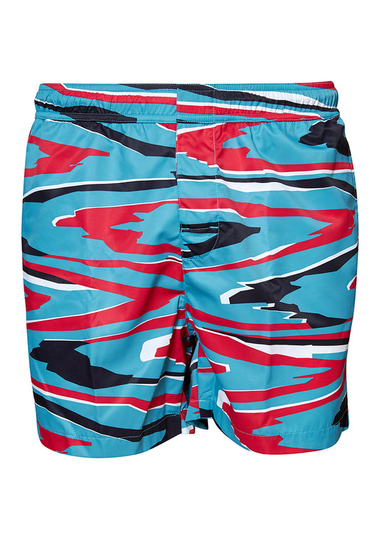 Red/Blue Abstract Pattern Swim Shorts