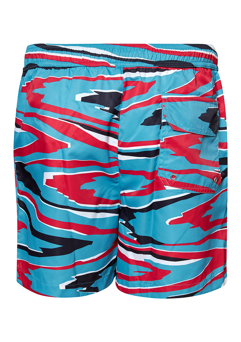 Red/Blue Abstract Pattern Swim Shorts