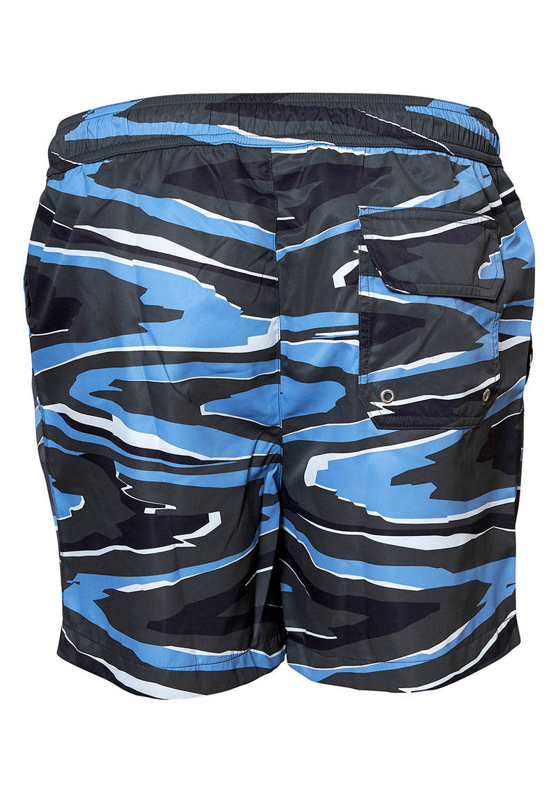 Grey/Blue Abstract Pattern Swim Shorts