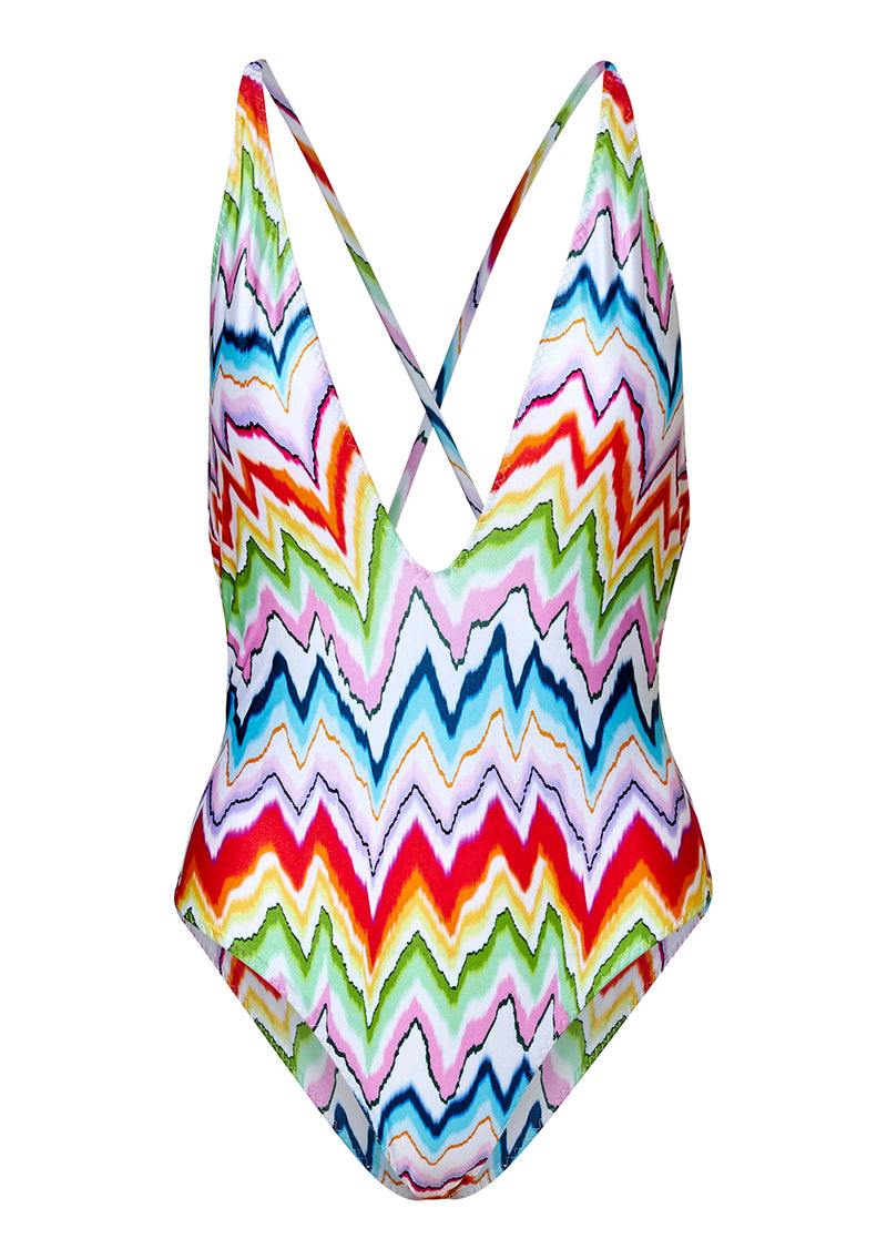 Multicolor Chevron Print Swimsuit