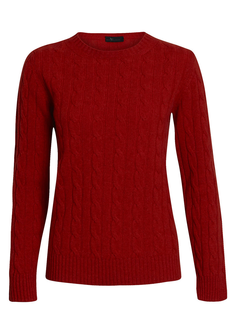 Red Cashmere Cable-knit Sweater