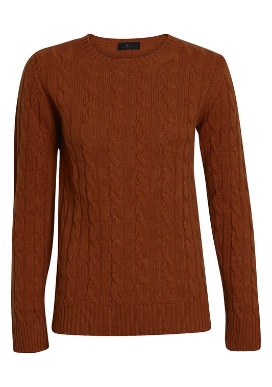 Rust Cashmere Cable-knit Sweater