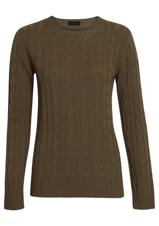 Olive Cashmere Cable-knit Sweater