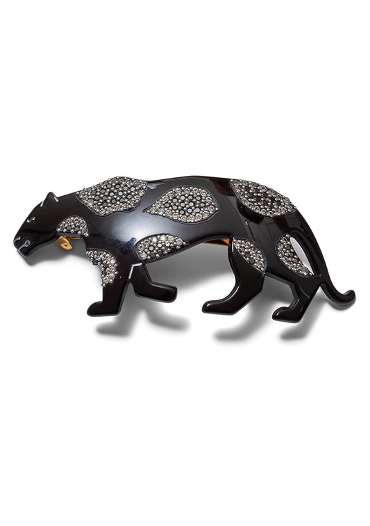 Black Embellished Panther Hair Clip