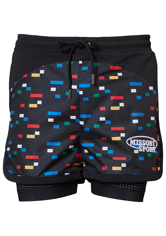 Multicoloured Print Sport Shorts