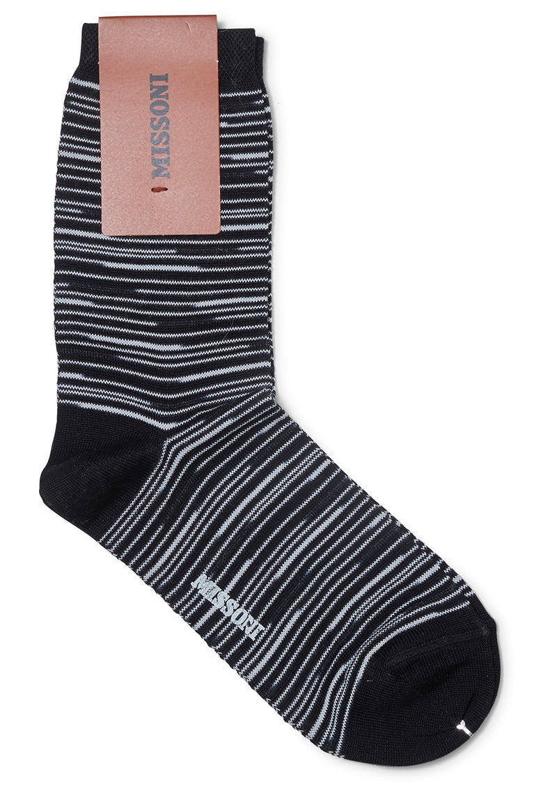 Striped Midi Socks Black