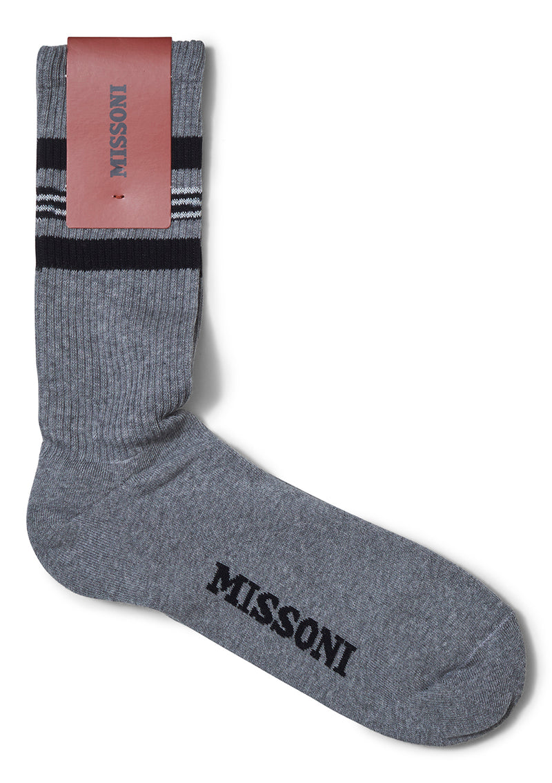 Striped Rib Socks Grey