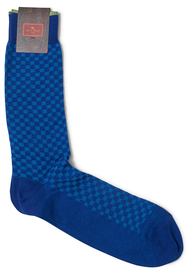 Blue Jacquard Midi Socks