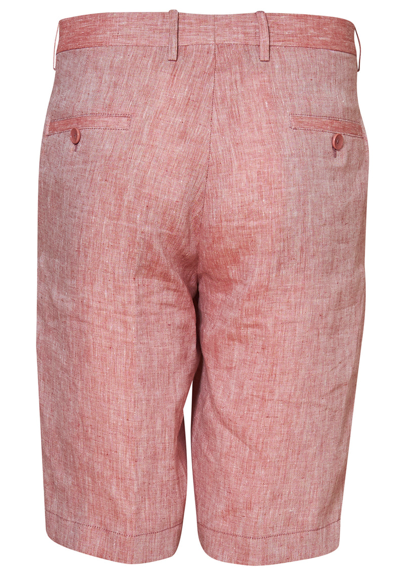 Red Melange Linen Shorts