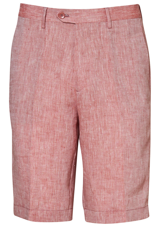 Red Melange Linen Shorts