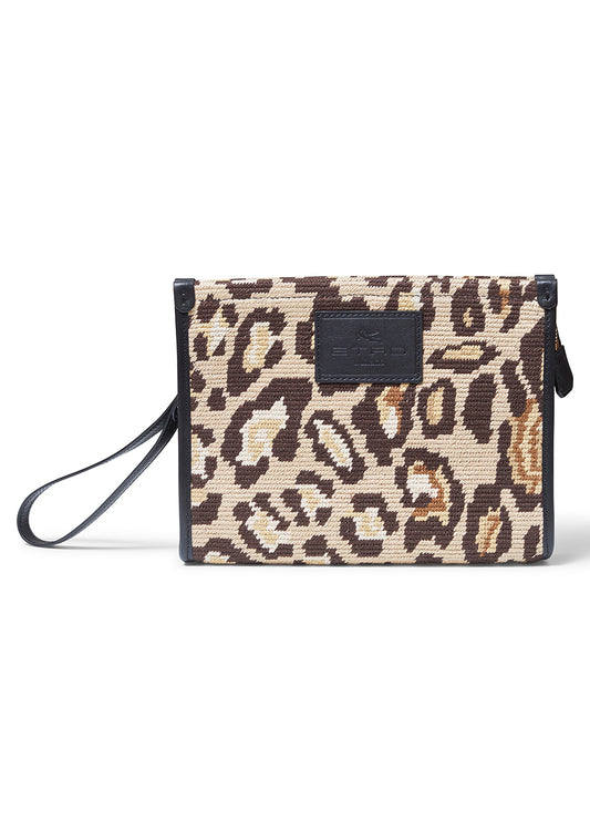 NÉCESSAIRE WITH ANIMALIER EMBROIDERY CLUTCH