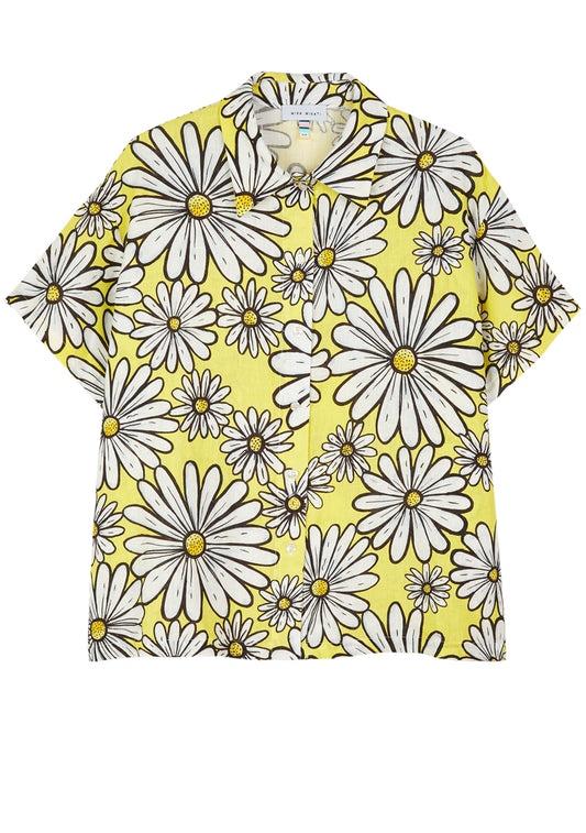 Daisy-Print Linen Shirt