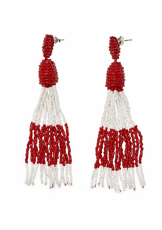 Aprosio Red & White Tassel Earrings